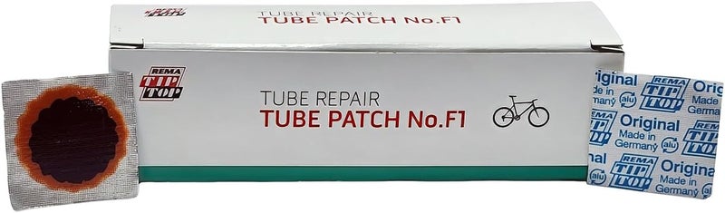 Rema Tip Top Kryptonite Bicycle Puncture Patches - F1 Round (25 mm) - Box of 100, Orange - Image 1
